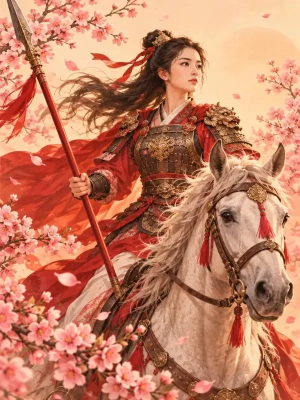 热榜参考剧名《桃花马上请长缨》示意封面，非本站剧目